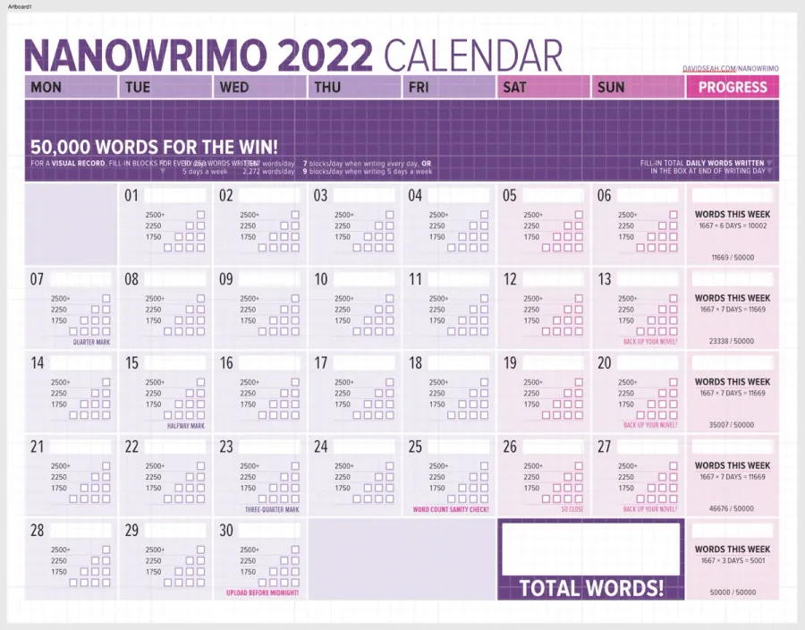 Manually-designed version of the same calendar from 2022 for comparison with current progress