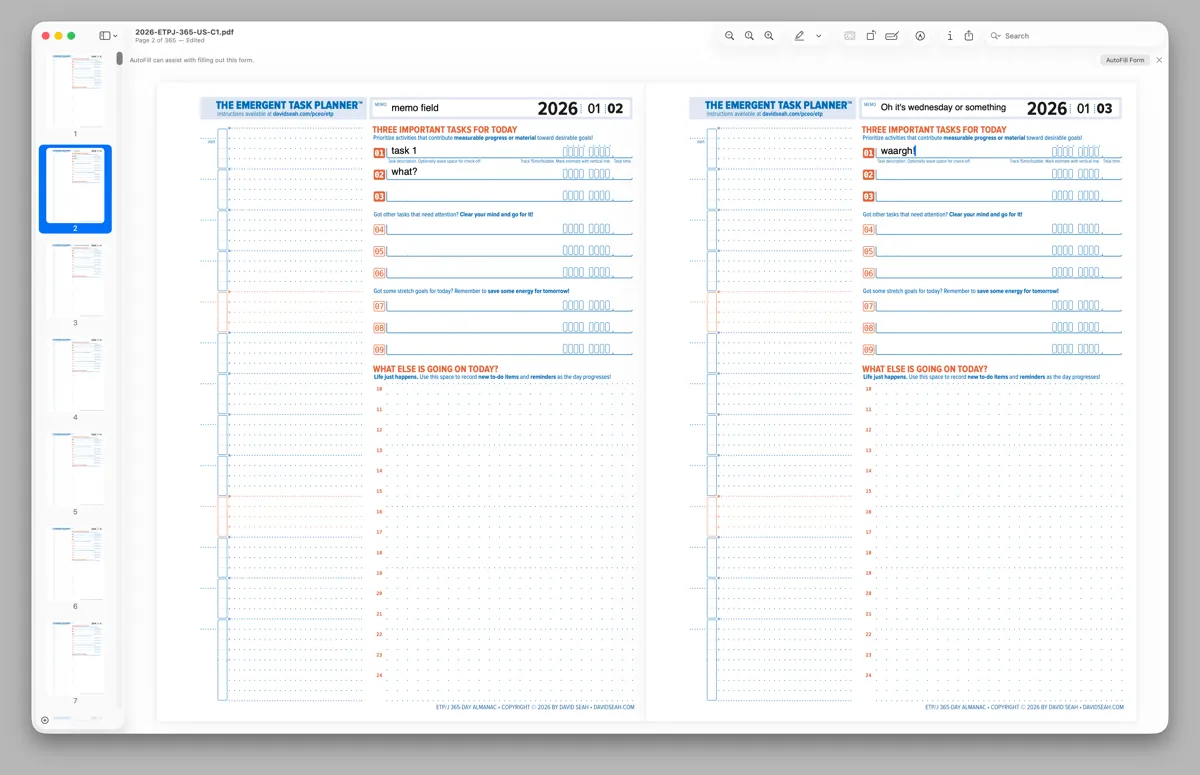 Screenshot showing the ETP Journal PDF form fields being edited (full size image)