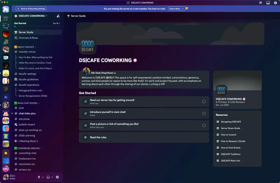 Screenshot of the Server Guide page, which is described below.